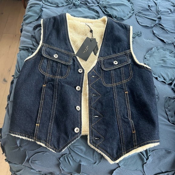 rag & bone denim waistcoat. Classic fit vest - Picture 3 of 5